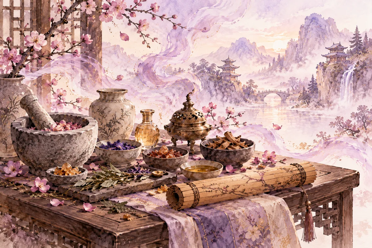 Obtención de fragancias de flores y resinas en la antigua China