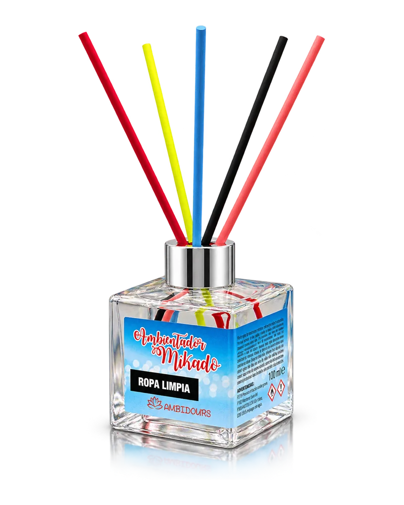 Ambientador mikado con varillas aroma ropa limpia
